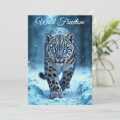 Schneeleopard Winter majestätisch blauer mit Augen Einladung (Stehend Vorderseite)