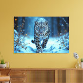 Schneeleopard Winter majestätisch blauer mit Augen Leinwanddruck (Insitu (Wohnzimmer))