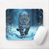 Schneeleopard Winter majestätisch blauer mit Augen Mousepad (Mit Mouse)