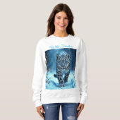 Schneeleopard Winter majestätisch blauer mit Augen Sweatshirt (Vorne ganz)