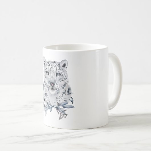 Schneeleopard, Winterwasserfarbe Kaffeetasse (VorderseiteRechts)