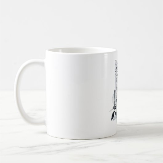 Schneeleopard, Winterwasserfarbe Kaffeetasse (Links)