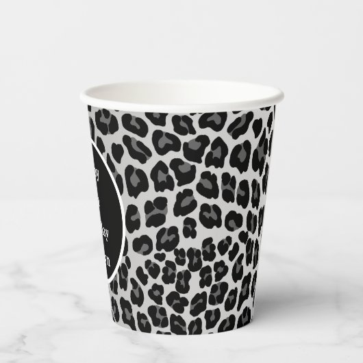 Schneeleoparddruck Pappbecher (Rückseite)