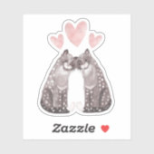 Schneeleoparden am Valentinstag Aufkleber (Blatt)