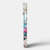 Schneeleoparden-Blick und rosa Peonies Case-Mate iPhone Hülle (Rückseite / Links)