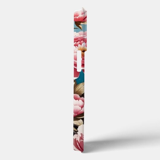 Schneeleoparden-Blick und rosa Peonies Case-Mate iPhone Hülle (Rückseite / Rechts)