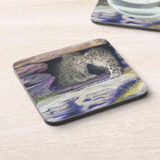 Schneeleoparden Getränkeuntersetzer (Linke Seite)