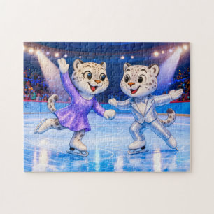 Schneeleoparden-Paar führt Eis-Tanzroutine auf in Puzzle