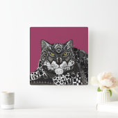 Schneeleoparden Quadratische Wanduhr (Zuhause)