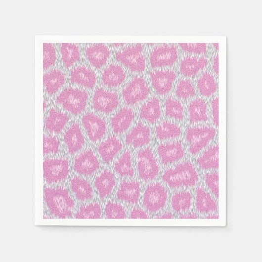 Schneeleoparden-Stil - Silver Pink Serviette (Vorderseite)