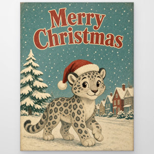 Schneeleoparden-Winterdorf-Tier-Weihnachten Postkarte