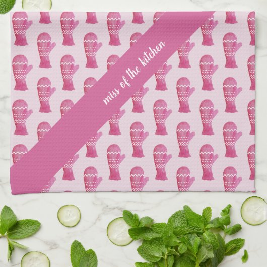 Schneelöse Wasserfarbenrosa Muster Geschirrtuch (Gefaltet)