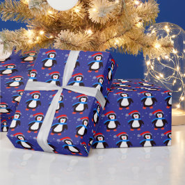 Schneeloser Winter-Pinguin Geschenkpapier