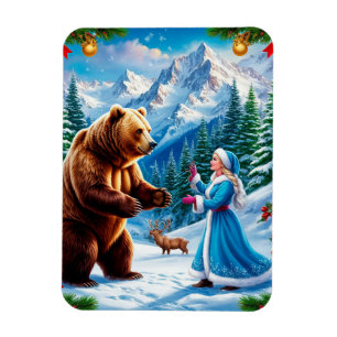 Schneemädchen bezaubernde Winterlandschaft Magnet