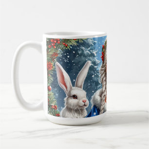 Schneemädchen-Hase Winter Weihnachtsszene Kaffeetasse