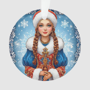 Schneemädchen Schönes Winterporträt Ornament