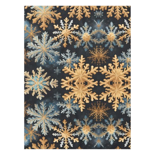 Schneemagie Weihnachten Schwarz Gold Blau Tischdecke (Vorderseite)
