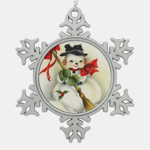 Schneemann 001 schneeflocken Zinn-Ornament