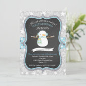 Schneemann-1. Geburtstags-Winter ONEderland Einladung (Stehend Vorderseite)