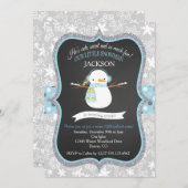 Schneemann-1. Geburtstags-Winter ONEderland Einladung (Vorne/Hinten)