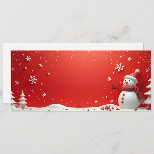 Schneemann 3D auf rotem Grund (Vorne/Hinten)