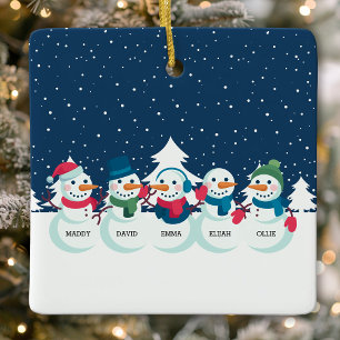 Schneemann 5 Personen Familie Weihnachten personal Keramikornament