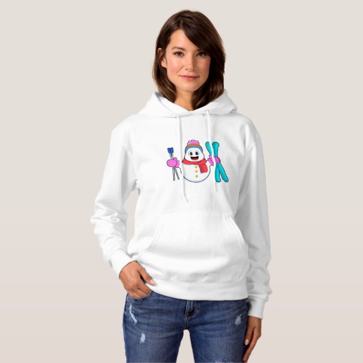 Schneemann als Skifahrer Hoodie (Vorne ganz)