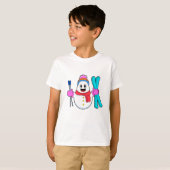 Schneemann als Skifahrer T-Shirt (Vorne ganz)