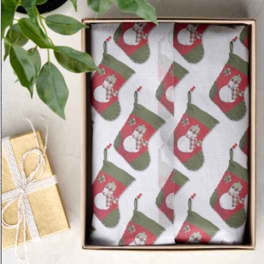 Schneemann am Weihnachts-Strumpf Seidenpapier