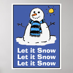 Schneemann an einem sonnigen Wintertag. Weihnachte Poster