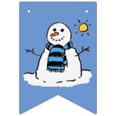 Schneemann an einem sonnigen Winterweihnachtsfest Wimpelkette (Erste Fahne)