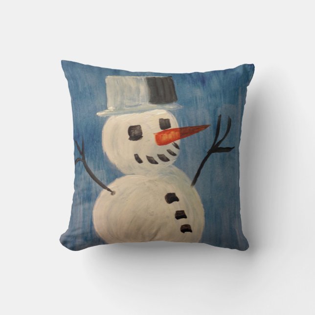 Schneemann auf Blau Kissen (Vorderseite)
