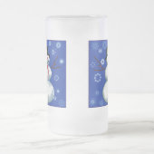 Schneemann auf blau mit Schneeflocken Mattglas Bierglas (Mittel)