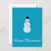Schneemann auf blauem Hintergrund. Frohe Weihnacht Postkarte (Vorne/Hinten)