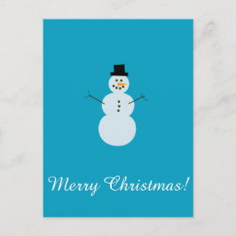 Schneemann auf blauem Hintergrund. Frohe Weihnacht Postkarte