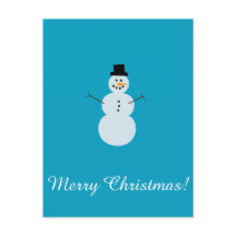 Schneemann auf blauem Hintergrund. Frohe Weihnacht