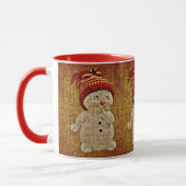 Schneemann auf Burlap niedliche rustikale Wintersc Tasse (Links)