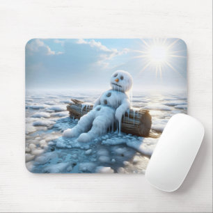 Schneemann auf Eis schmelzen Mousepad