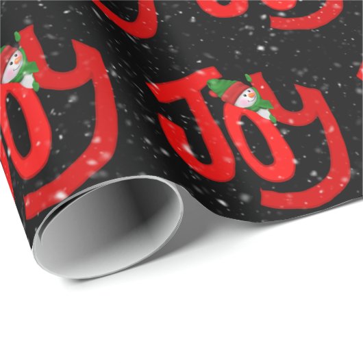 Schneemann auf Freude und Schneeflocken Geschenkpapier (Rolleneckpunkt)