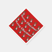 Schneemann auf fröhlichen Weihnachten Strumpf über Serviette (Ecke)