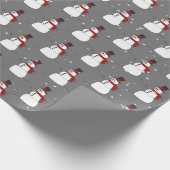 Schneemann auf grauem Papier Geschenkpapier (Ecke)