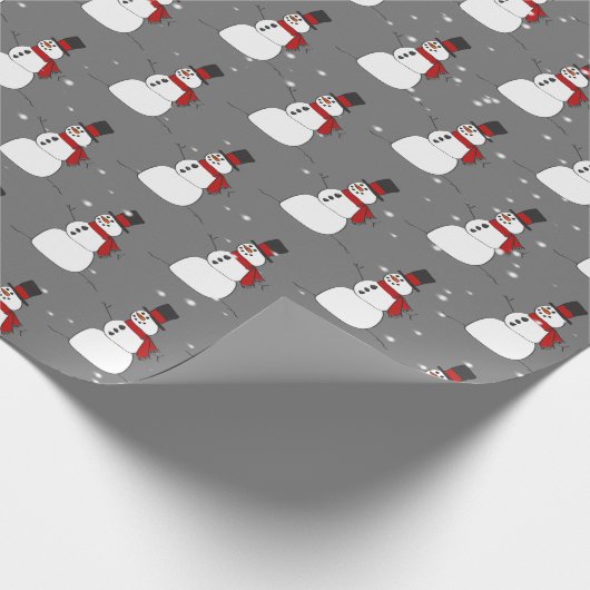 Schneemann auf grauem Papier Geschenkpapier (Ecke)
