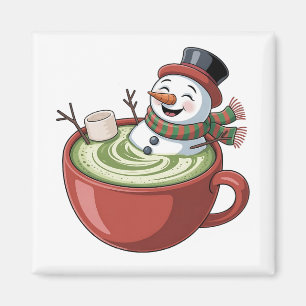 Schneemann auf Matcha-Badewanne Lustiges Weihnacht Magnet