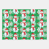 Schneemann auf Red & Green White Snowflakes Weihna Geschenkpapier Set (Vorderseite 3)