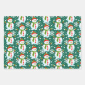 Schneemann auf Red & Green White Snowflakes Weihna Geschenkpapier Set (Vorderseite 2)