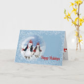 Schneemann auf Skiern in der Schneekugel Karte (Gelbe Blume)