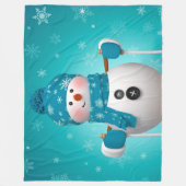 Schneemann auf Skis Fleecedecke (Vorderseite)