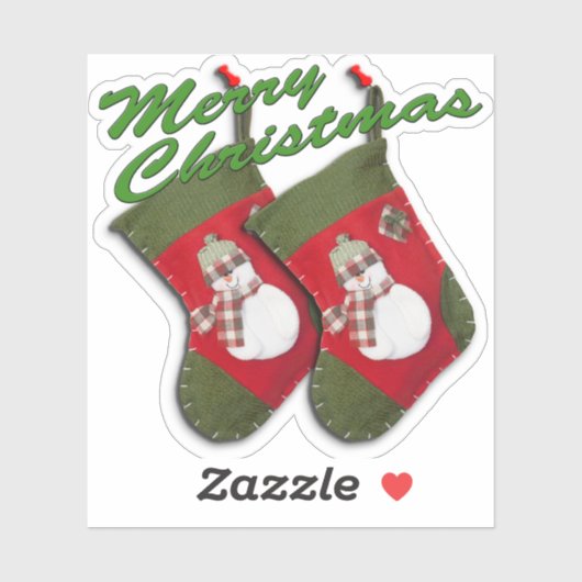 Schneemann auf Weihnachten Strumpf Custom Cut Aufkleber (Blatt)