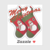 Schneemann auf Weihnachten Strumpf Custom Cut Aufkleber (Blatt)