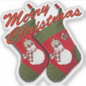 Schneemann auf Weihnachten Strumpf Custom Cut Aufkleber (Vorderseite)